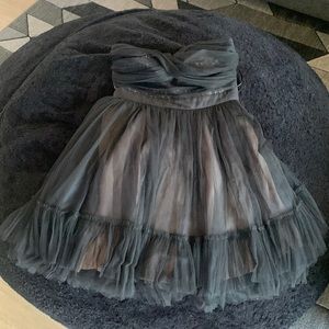Nude Black tule Prom Dress